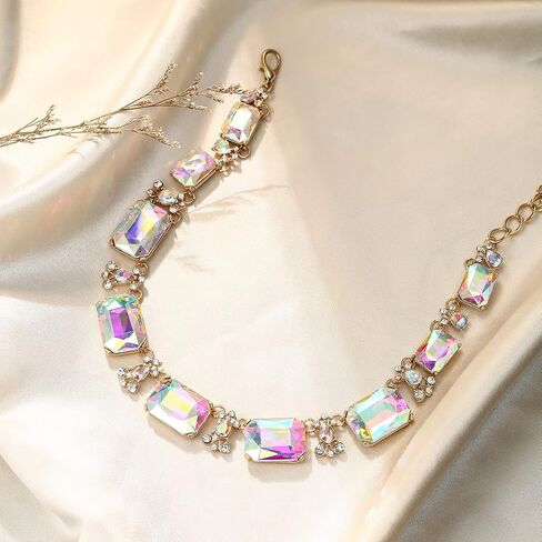 Flyonce Gltitter Crystal Choker Necklace, Sparkly Rhinestone Statement Chokers Necklaces Costume Prom Party Neck Piece for Women in Saudi Arabia