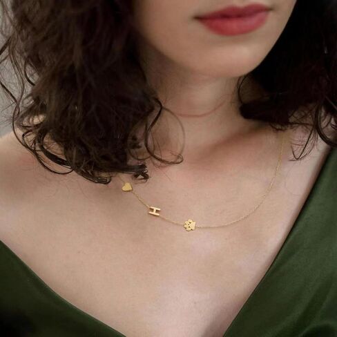 Personalized Sideways Paw Print and Initial Necklace, Dog Cat Mom Gift Pet Memorial Gifts Mothers Day for Women in Saudi Arabia
