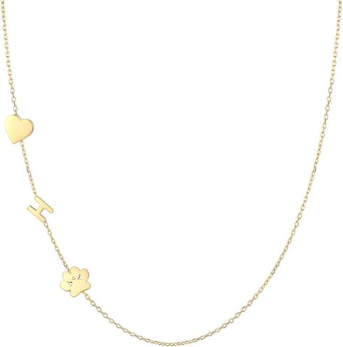 Personalized Sideways Paw Print and Initial Necklace, Dog Cat Mom Gift Pet Memorial Gifts Mothers Day for Women in Saudi Arabia