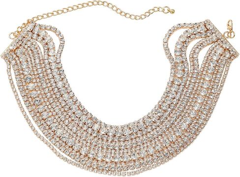 Rhinestone Bling Multi-layered Faux Diamond Choker Necklace for Women Unisex,Sparkly Iced Out Tennis Shiny Collar Neclace Prom Party Formal Dressy Necklace Statement Crystal Jewelry in Saudi Arabia