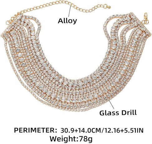 Rhinestone Bling Multi-layered Faux Diamond Choker Necklace for Women Unisex,Sparkly Iced Out Tennis Shiny Collar Neclace Prom Party Formal Dressy Necklace Statement Crystal Jewelry in Saudi Arabia