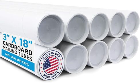 أنبوب بريد MagicWater Supply مقاس 3 × 18 بوصة باللون الأبيض - عبوة واحدة - لشحن وتخزين الملصقات والفنون والحرف اليدوية والمستندات in Saudi Arabia