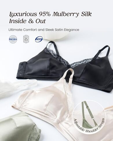 Real Mulberry Silk Bralette, Luxury 22 Momme Silk Full-Coverage Wire-Free Bra for Women, Sexy & Ultra Comfortable in Saudi Arabia