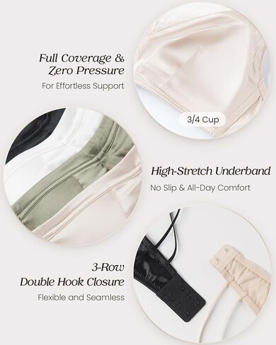 Real Mulberry Silk Bralette, Luxury 22 Momme Silk Full-Coverage Wire-Free Bra for Women, Sexy & Ultra Comfortable in Saudi Arabia