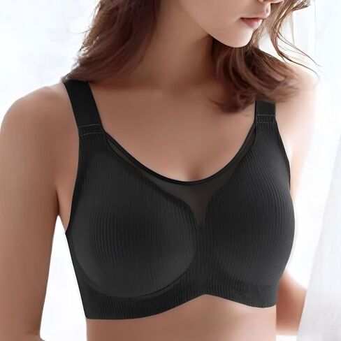Women's Wireless Seamless Bra, V-Neck Mesh Bralette with Push-Up Comfortable Supportive Full Coverage Bras for Daily Wear in Saudi Arabia