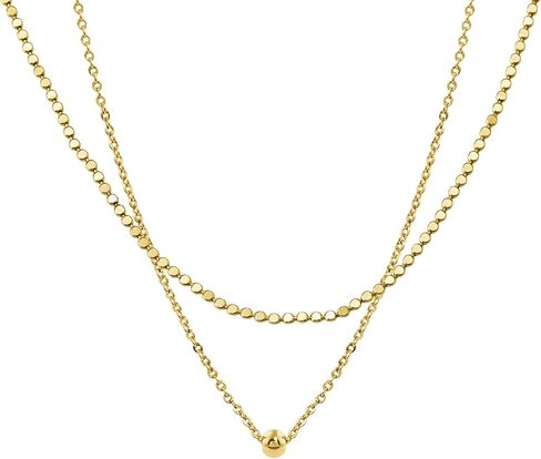 Gold Necklace for Women Stack Trendy Non Tarnish Choker Chain Pendant 14K Gold Plated Simple Dainty Double Layered Jewelry Set Gift in Saudi Arabia