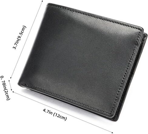 Leather Wallet for Men, Slim RFID Minimalist Credit Card Bifold Wallet with 2 ID Windows (Black) in Saudi Arabia