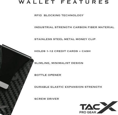 Carbon Fiber RFID Blocking Slim Front Pocket Wallet for Men – Minimalist Credit Card Holder with Money Clip, Key Organizer Set, Bonus Multi-Tool, Compact Design with Keychain (Carbon Fiber) in Saudi Arabia