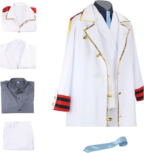 Unisex Men White Suit Anime Cosplay Outfits Long Jacket Coat Uniform Pants Halloween Costume Full Set in Saudi Arabia
