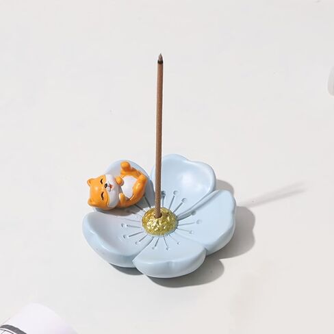 Panda Resin Incense Holder Cherry Blossom Design with Animal Figurines Zen Garden Decor Tranquil Accents for Meditation and Relaxation Japanese Style in Saudi Arabia