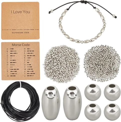 Sunnyclue Morse Code Bracelet Make Kit Morse Code Beads Morse Code Bracelets Bracel Barrel Round Round Spacer Beads Mors in Saudi Arabia