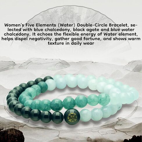 Women's Double-Circle Five Elements (Gold/Wood/Water/Fire/Earth) Feng Shui Bracelet - Crystal Wealth Bracelet | Balances Energy, Brings Good Luck, Abundance & Positive Vibes for Daily Wear in Saudi Arabia