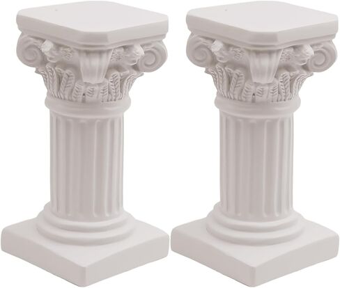 2Pcs White Roman Pillar Statues Greek Columns Candle Holder Mini Roman Pillar Greek Columns Mini Resin Decorations for Wedding Table Garden Home Decoration, 3.9" D x 7.5" W x 7.5" H in Saudi Arabia