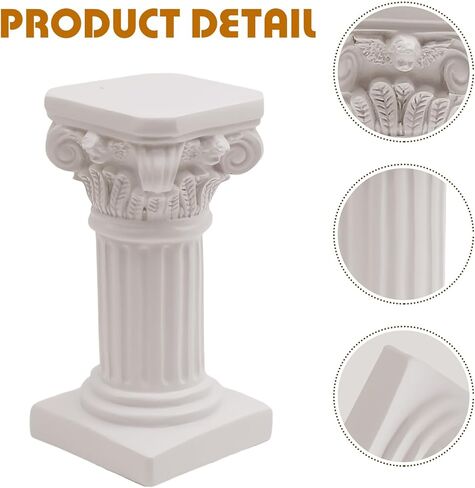 2Pcs White Roman Pillar Statues Greek Columns Candle Holder Mini Roman Pillar Greek Columns Mini Resin Decorations for Wedding Table Garden Home Decoration, 3.9" D x 7.5" W x 7.5" H in Saudi Arabia