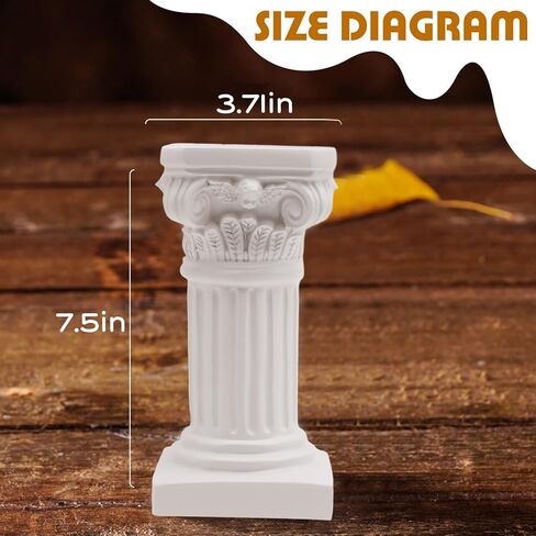 2Pcs White Roman Pillar Statues Greek Columns Candle Holder Mini Roman Pillar Greek Columns Mini Resin Decorations for Wedding Table Garden Home Decoration, 3.9" D x 7.5" W x 7.5" H in Saudi Arabia