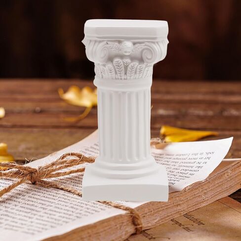2Pcs White Roman Pillar Statues Greek Columns Candle Holder Mini Roman Pillar Greek Columns Mini Resin Decorations for Wedding Table Garden Home Decoration, 3.9" D x 7.5" W x 7.5" H in Saudi Arabia
