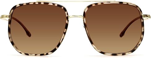 Retro Square Aviator Sunglasses for Women Men, Oversized Metal Double Bridge Trendy Sun Glasses in Saudi Arabia