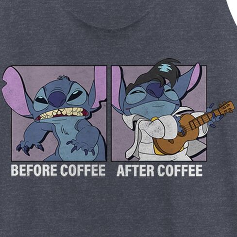 قميص بدون أكمام للسيدات من Lilo & Stitch Before Coffee After Coffee Meme Racerback in Kuwait