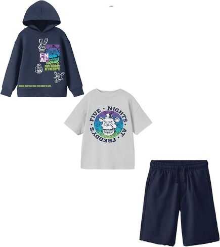 Bioworld Five Nights At Freddy's Perfect Outfit Hoodie, Short-Sleeve Tee, and Lounge Shorts 3-Piece Combo Set in Saudi Arabia