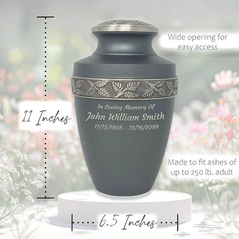 Custom Engraved Revere Rustic Pewter Adult Urn - Momentful Life Metal Adult Cremation Urn - Hand Engraved Accents in Saudi Arabia