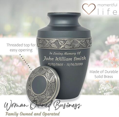 Custom Engraved Revere Rustic Pewter Adult Urn - Momentful Life Metal Adult Cremation Urn - Hand Engraved Accents in Saudi Arabia