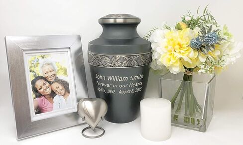 Custom Engraved Revere Rustic Pewter Adult Urn - Momentful Life Metal Adult Cremation Urn - Hand Engraved Accents in Saudi Arabia