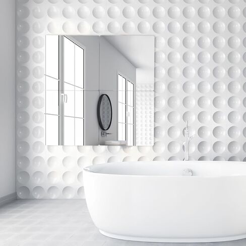 Cabilock 4 Pack Acrylic Mirror Tiles 16X16 Inch Self Adhesive Full Length Wall Mirrors with Rounded Corners Shatterproof Stick on Sheets for Bathroom Home Decor in Saudi Arabia