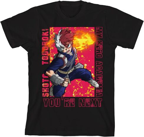 Bioworld My Hero Academia Shoto Todoroki Fighting Pose Youth Boy Black Short Sleeve Tee in Saudi Arabia
