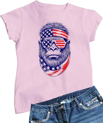Go All Out Bigfoot USA Bandana & Sunglasses July 4th Sasquatch Mens Toddler Women Youth T-Shirt in Saudi Arabia