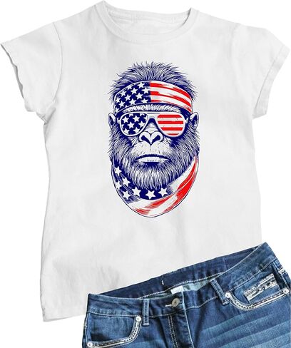 Go All Out Bigfoot USA Bandana & Sunglasses July 4th Sasquatch Mens Toddler Women Youth T-Shirt in Saudi Arabia