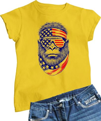 Go All Out Bigfoot USA Bandana & Sunglasses July 4th Sasquatch Mens Toddler Women Youth T-Shirt in Saudi Arabia