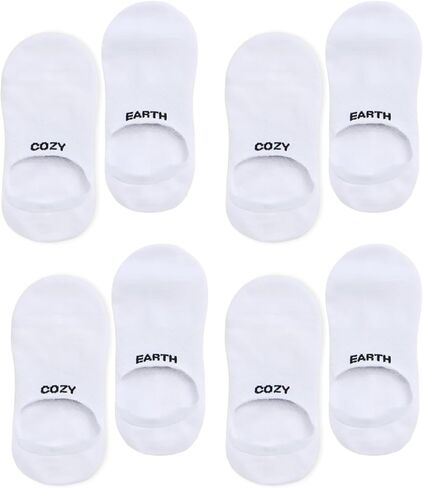 جوارب Cozy Earth Essential No Show للنساء والرجال - جوارب قطنية ناعمة منخفضة القطع - قبضة الكعب وحماية من البثور - 4 عبوات in Kuwait
