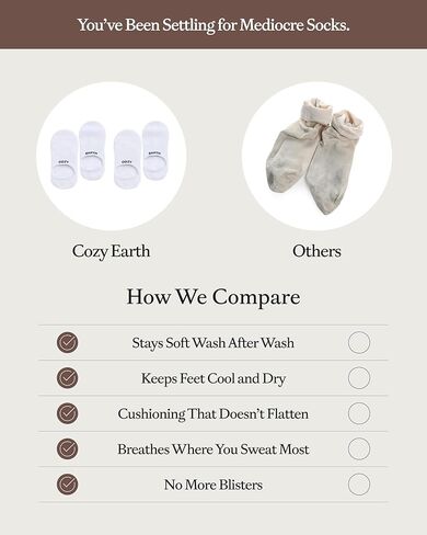 جوارب Cozy Earth Essential No Show للنساء والرجال - جوارب قطنية ناعمة منخفضة القطع - قبضة الكعب وحماية من البثور - 4 عبوات in Kuwait