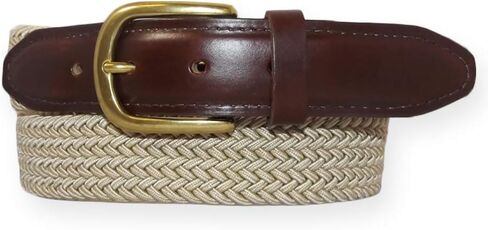 YRI Men's Braided Elastic Stretch Belt with Horween Chromexcel Leather Tab in Saudi Arabia