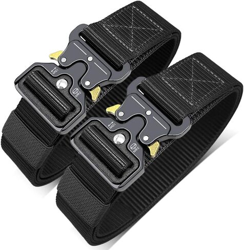 Men's Tactical Belt,Military Rigger Elastic Nylon Belt 2-Pack,with Retainer Quick Release Metal Buckle outdoors in Saudi Arabia