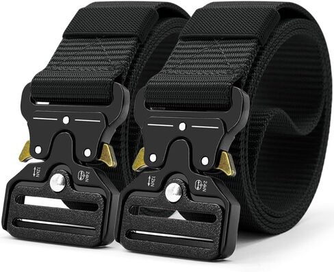 Men's Tactical Belt,Military Rigger Elastic Nylon Belt 2-Pack,with Retainer Quick Release Metal Buckle outdoors in Saudi Arabia