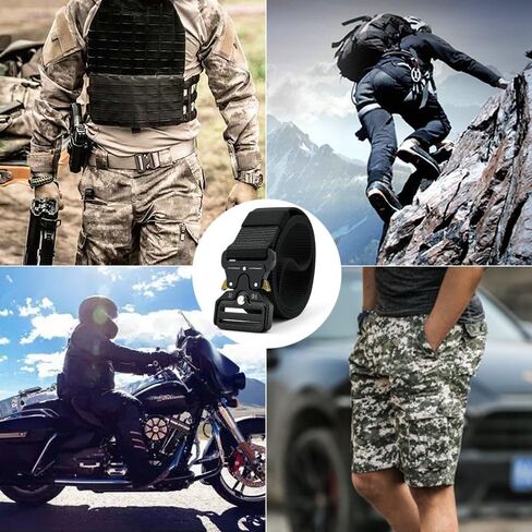 Men's Tactical Belt,Military Rigger Elastic Nylon Belt 2-Pack,with Retainer Quick Release Metal Buckle outdoors in Saudi Arabia