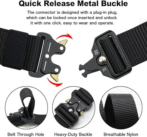 Men's Tactical Belt,Military Rigger Elastic Nylon Belt 2-Pack,with Retainer Quick Release Metal Buckle outdoors in Saudi Arabia
