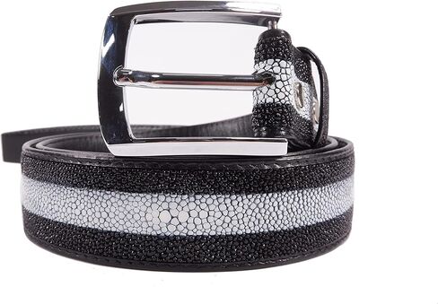 Genuine Stingray Shagreen Skin Leather Long Strip Casual Men's Belt 46" Black (Black) in Saudi Arabia