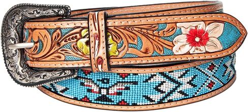 American Darling Beautifully Hand Tooled Green Genuine Leather Belt Men and Women Western with Removable Buckle in Saudi Arabia