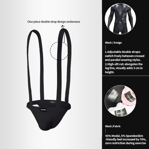 Men's Suspender Thong Underwear Adjustable Double Sling Straps Sexy Form Fitting Design Double Strap Style M928US in Saudi Arabia