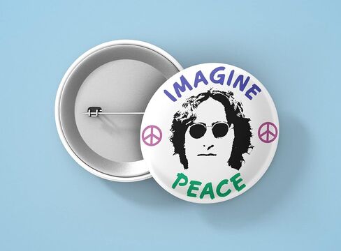 Imagine Peace With John Lennon Button Pinback for Backpacks, Jackets, Hats 1.5 Inches in Saudi Arabia