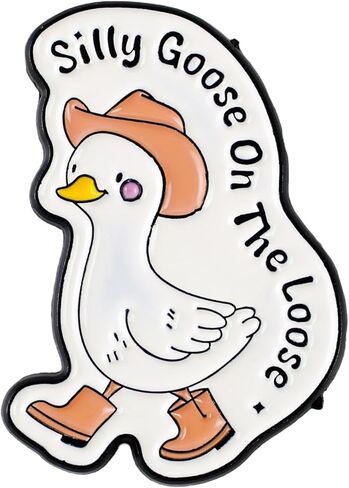 Silly Goose On The Loose Enamel Pin, Cowboy Goose Meme Brooch Pin, Funny Gift For Cowgirl Small Town Friend, Western Humor Brooches, Farm Life Lapel Badge, Rodeo Animal Lapel Badge, Silly Animal Joke Accessories in Saudi Arabia