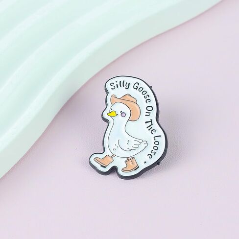 Silly Goose On The Loose Enamel Pin, Cowboy Goose Meme Brooch Pin, Funny Gift For Cowgirl Small Town Friend, Western Humor Brooches, Farm Life Lapel Badge, Rodeo Animal Lapel Badge, Silly Animal Joke Accessories in Saudi Arabia