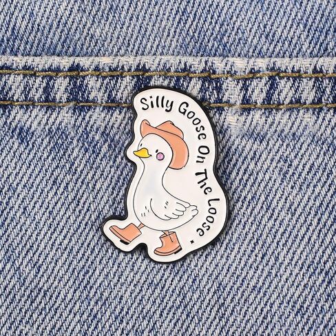 Silly Goose On The Loose Enamel Pin, Cowboy Goose Meme Brooch Pin, Funny Gift For Cowgirl Small Town Friend, Western Humor Brooches, Farm Life Lapel Badge, Rodeo Animal Lapel Badge, Silly Animal Joke Accessories in Saudi Arabia