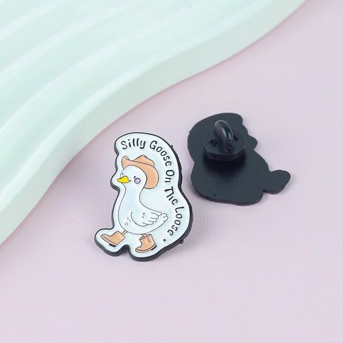 Silly Goose On The Loose Enamel Pin, Cowboy Goose Meme Brooch Pin, Funny Gift For Cowgirl Small Town Friend, Western Humor Brooches, Farm Life Lapel Badge, Rodeo Animal Lapel Badge, Silly Animal Joke Accessories in Saudi Arabia