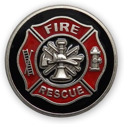 Fire Rescue Die Struck Nickel Silver Pin with Enamel Made in USA in Saudi Arabia
