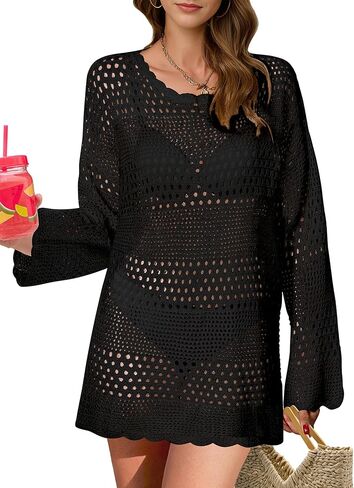 Womens Swimsuit Coverup Crochet Swim Cover Ups Bikini Bathing Suits Swimwear 2024 Summer Beach Dress Vacation Outfits in Saudi Arabia