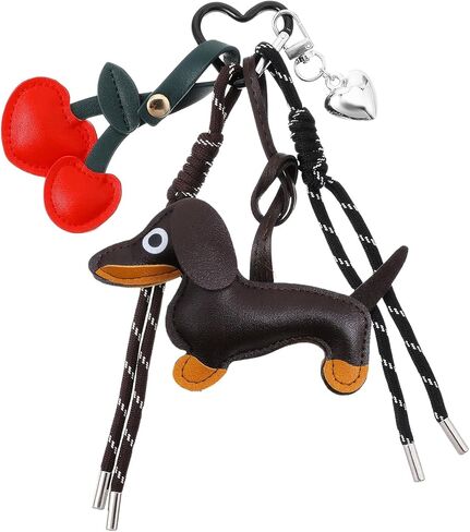 Dachshund Keychain Leather Bag Charms Dachshund Dog Shaped Keychain Keyring Cute Puppy Dog Charm Gifts Handmade Key Holder Charm for Handbag Purses Bags Cars Hanging Ornament in Kuwait