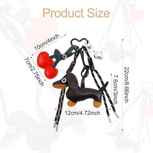 Dachshund Keychain Leather Bag Charms Dachshund Dog Shaped Keychain Keyring Cute Puppy Dog Charm Gifts Handmade Key Holder Charm for Handbag Purses Bags Cars Hanging Ornament in Kuwait